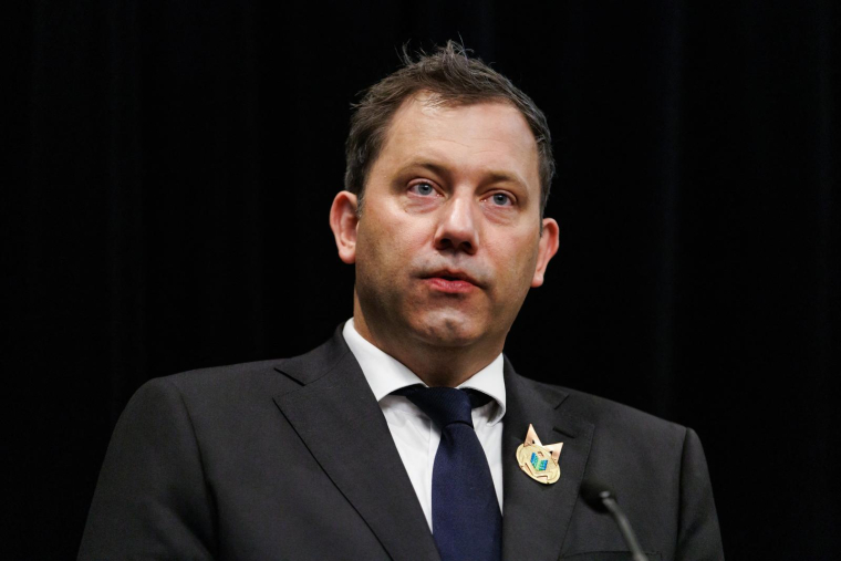 Lars Klingbeil, ministre fédéral des Finances et vice-chancelier d'Allemagne, lors de la réunion des ministres des Finances et des gouverneurs des banques centrales du G7 à Banff, en Alberta (Canada), le 22 mai 2025.  ( AFP / COLE BURSTON/ )