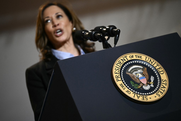 Kamala Harris, vice-présidente des Etats-Unis et candidate à la présidentielle américaine. ( AFP / BRENDAN SMIALOWSKI )