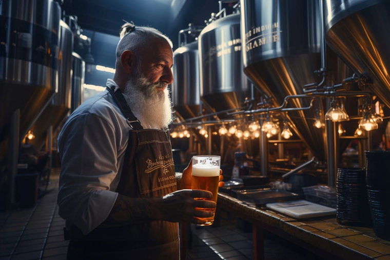 (Crédits photo : Adobe Stock - Artisan-brasseur français admirant sa bière récemment médaillée)