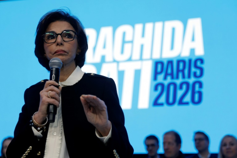 Rachida Dati, candidate à la mairie de Paris, présente son programme, le 10 février 2026 à Paris ( AFP / GEOFFROY VAN DER HASSELT )
