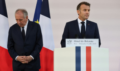 Discours d'Emmanuel Macron à des hauts gradés à Paris le 12 juillet 2025, à la veille du défilé de la fête nationale ( POOL / Ludovic MARIN )