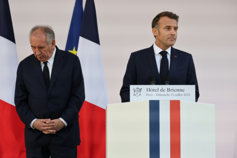 Discours d'Emmanuel Macron à des hauts gradés à Paris le 12 juillet 2025, à la veille du défilé de la fête nationale ( POOL / Ludovic MARIN )