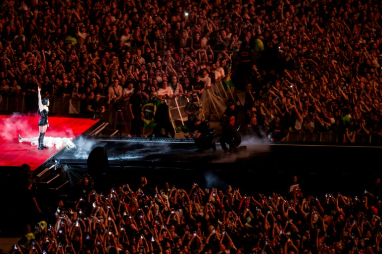 La pop star américaine Lady Gaga lors de son concert sur la plage de Copacabana à Rio de Janeiro, au Brésil, le 3 mai 2025 ( AFP / Daniel RAMALHO )