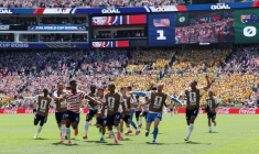 Les joueurs de Team USA exultent après leur deuxième but contre l'Australie, au Mondial-2026, le 19 juin 2026 à Seattle ( GETTY IMAGES NORTH AMERICA / JAMIE SQUIRE )