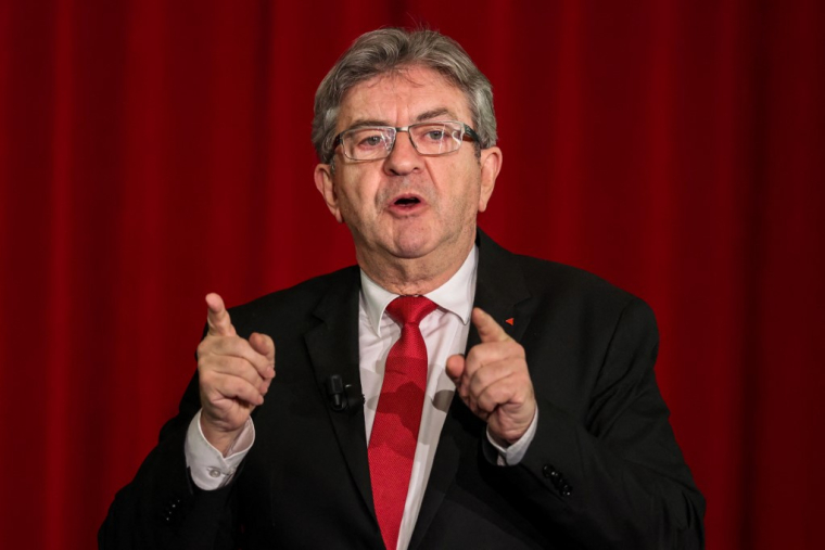 Jean-Luc Mélenchon à Ax-les-Thermes, le 21 mars 2023. ( AFP / CHARLY TRIBALLEAU )