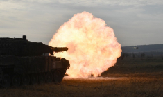 Un tank Leopard 2A4 de l'armée ukrainienne, à l'entrainement (illustration) ( AFP / GENYA SAVILOV )