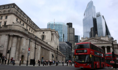 Vue de la Banque d'Angleterre et du quartier financier, à Londres
