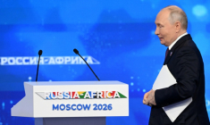 RussLe président russe Vladimir Poutine lors du forum économique et humanitaire Russie-Afrique à Moscou, le 28 octobre 2026 ( POOL / Igor IVANKO )