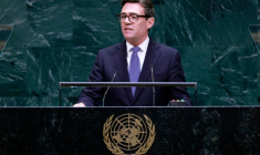 Le Premier ministre britannique Andy Burnham à l'assemblée générale de l'ONU à New York  le 22 septembre 2026 ( AFP / Leonardo MUNOZ )