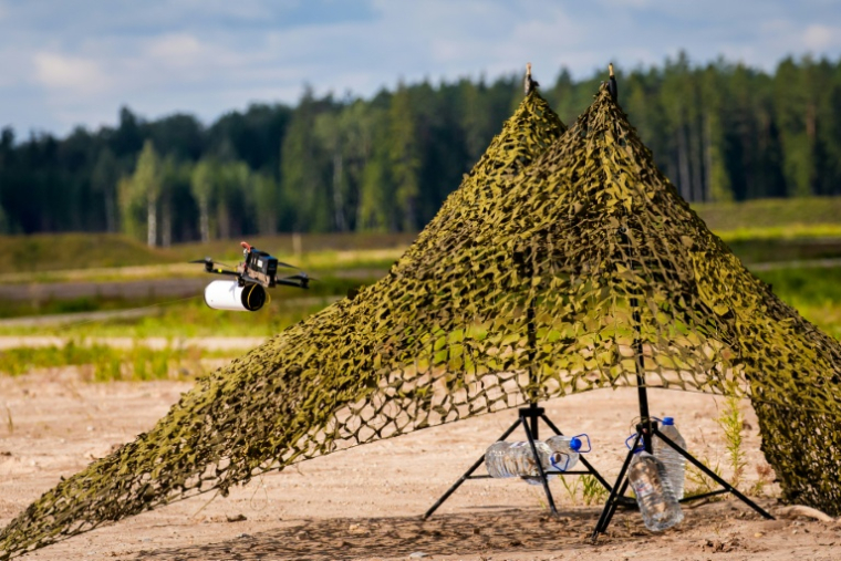 Latvia organised together with NATO in 2025 anti-drone military exercises that featured some home-grown tech  ( AFP / Gints Ivuskans )