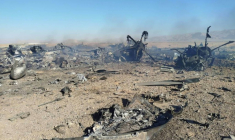 Photo émanant du média officiel du Corps des gardiens de la Révolution islamique (CGRI) d'Iran, Sepah News, le 5 avril 2026, montrant les débris d'un avion américain que l'Iran affirme avoir abattu dans le centre du pays  ( SEPAH NEWS / - )