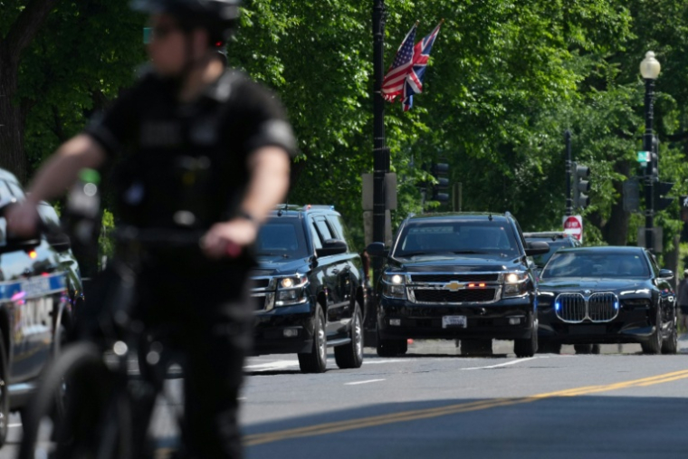 Le cortège du roi Charles III et de la reine Camilla à Washington, le 27 avril 2026 ( AFP / Ken Cedeno )