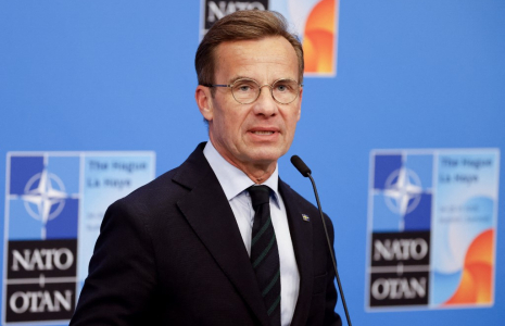 Le Premier ministre suédois Ulf Kristersson à La Haye le 25 juin 2025. ( POOL / LUDOVIC MARIN )