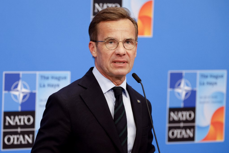 Le Premier ministre suédois Ulf Kristersson à La Haye le 25 juin 2025. ( POOL / LUDOVIC MARIN )