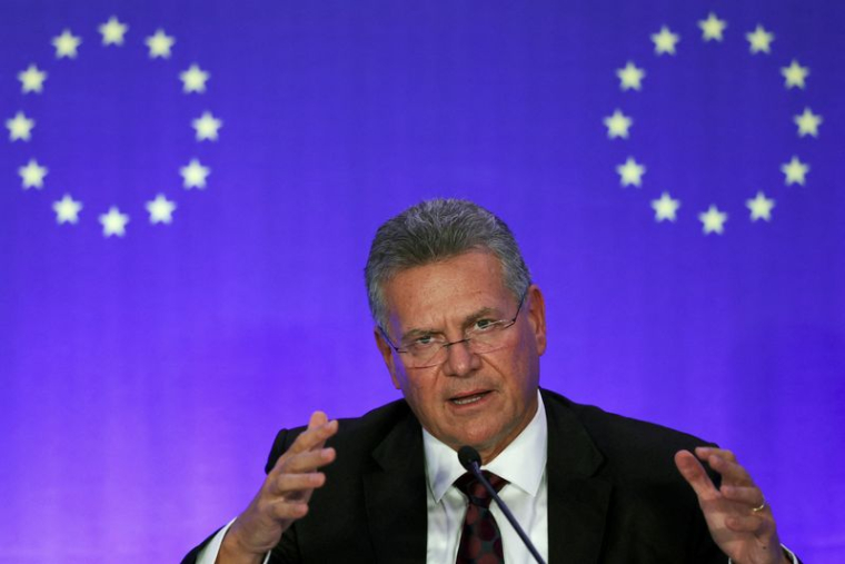 Le commissaire européen au Commerce, Maros Sefcovic, participe à une conférence de presse à Pékin