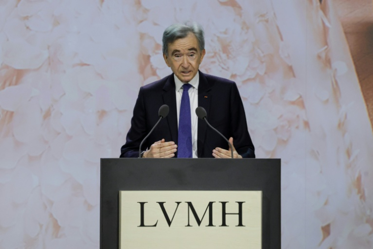 Le PDG du géant mondial du luxe LVMH Bernard Arnault, durant l'assemblée générale des actionnaires du groupe le 23 avril à Paris ( AFP / Ludovic MARIN )