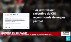 Guerre en Ukraine : le CIO recommande le bannissement des Russes du sport mondial