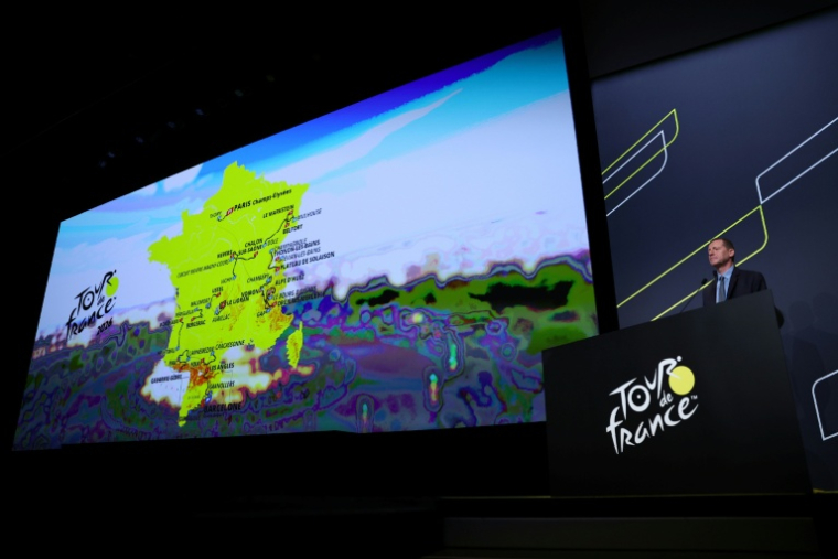 Le directeur du Tour de France Christian Prudhomme présente le parcours de l'édition 2026, le 23 octobre 2025 à Paris ( AFP / Anne-Christine POUJOULAT )