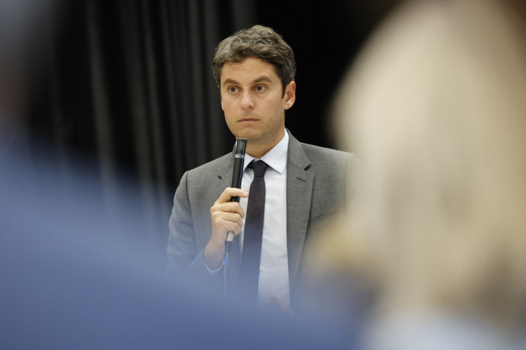 Gabriel Attal, à Saint-Jean-les-Deux-Jumeaux, le 17 juin 2024 ( AFP / OLYMPIA DE MAISMONT )