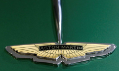 Le logo du constructeur britannique Aston Martin à Zurich