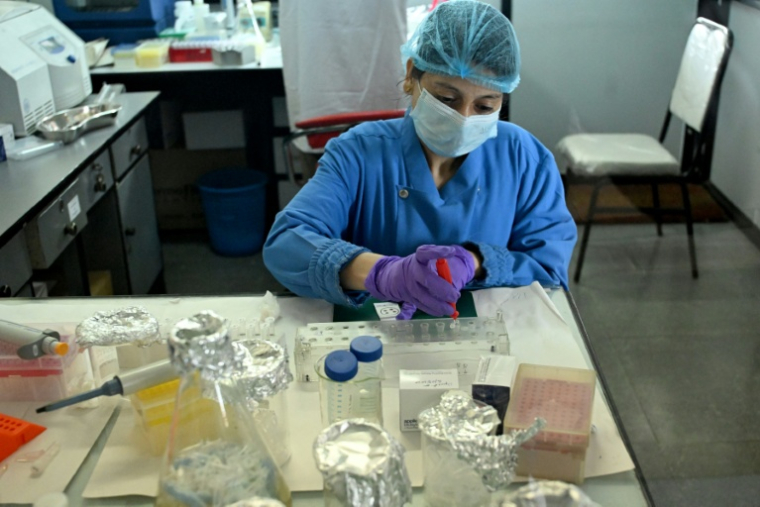 Un scientifique réalise un test ADN au Laboratoire national de médecine légale de Lalitpur, près de Katmandou, au Népal, le 19 septembre 2026 ( AFP / Prakash MATHEMA )
