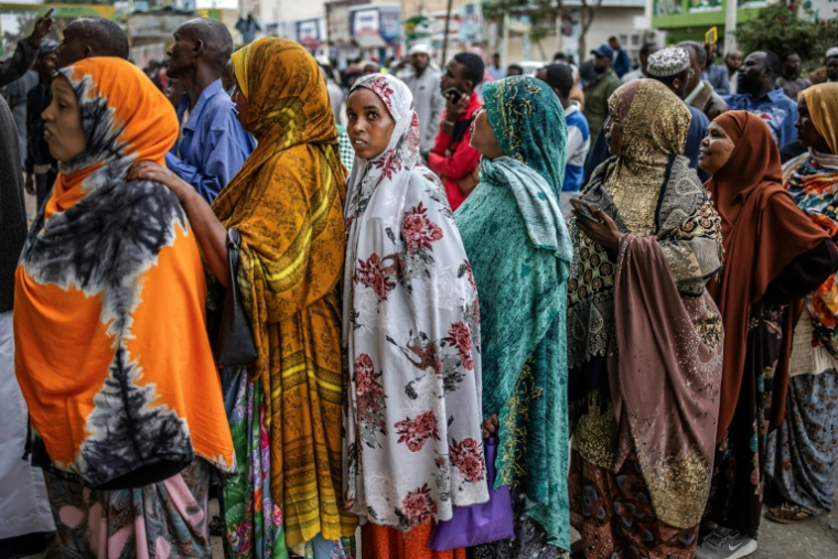 Des électrices attendent pour voter à la présidentielle, le 13novembre 2024 à Hargeisa, au Somaliland ( AFP / LUIS TATO )
