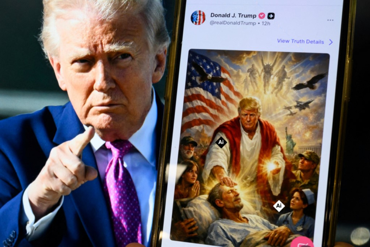 Donald Trump et son administration utilisent régulièrement des créations d'IA (illustration) pour communiquer sur leurs réseaux sociaux ( AFP / MANDEL NGAN )