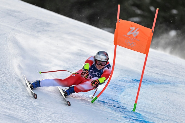 Le skieur suisse Marco Odermatt lors des JO de Milan Cortina, le 11 février 2026 à Bormio (Italie) ( AFP / Fabrice COFFRINI )