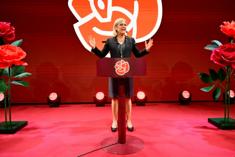 La cheffe des sociaux-démocrates de Suède, Magdalena Andersson, à Stockholm, le 13 septembre 2026 ( TT News Agency / Jonas EKSTROMER )