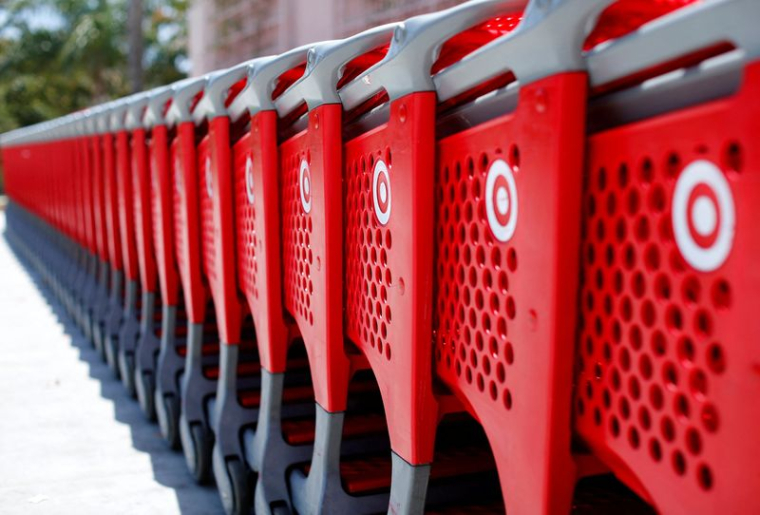 FILE PHOTO: Shopping carts from a Target store are lined up in Encinitas