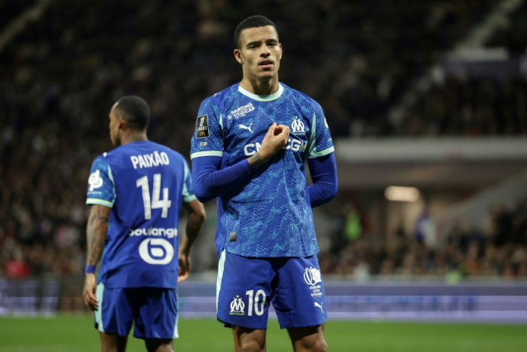 L'attaquant de l'OM Mason Greenwood, auteur du but de la victoire à Toulouse, le 7 mars 2026 ( AFP / Valentine CHAPUIS )