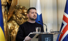 Le président ukrainien Volodymyr Zelenskiy à Helsinki, en Finlande