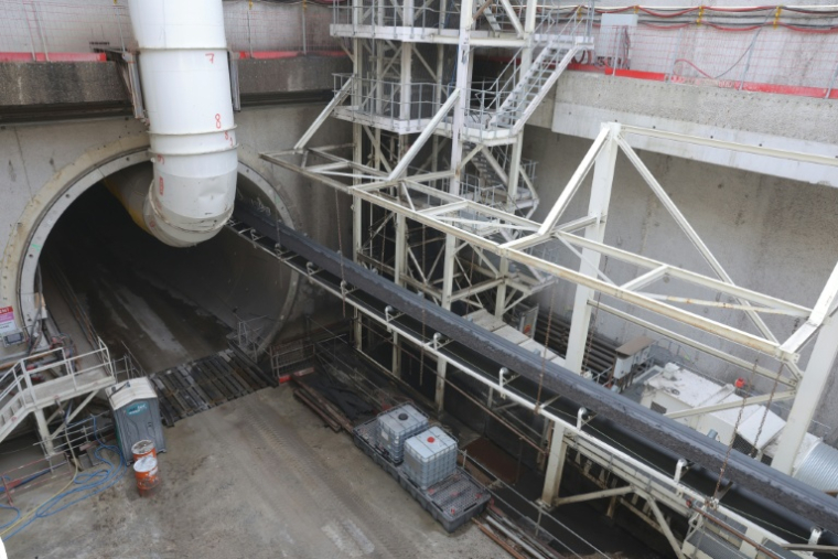 Le site de construction du tunnel de la future ligne 15 du metro du Grand Paris Express, le 2 septembre 2026, à la station Nanterre-La-Folie ( AFP / Thomas SAMSON )