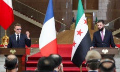 Emmanuel Macron et Ahmed al-Sharaa, à Damas, le 7 juillet 2026 ( POOL / LUDOVIC MARIN )