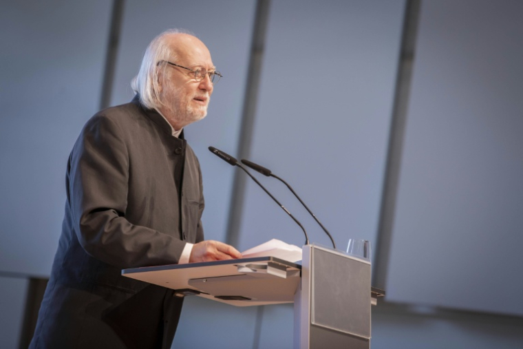 Le romancier hongrois Laszlo Krasznahorkai à Salzburg, en Autriche, le 26 juillet 2021 ( APA / Leo NEUMAYR )