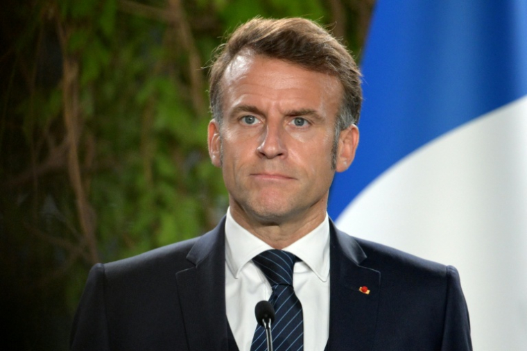 Le président Emmanuel Macron lors d'une conférence de presse à Portoroz en Slovénie le 20 octobre 2025 ( AFP / Jure Makovec )