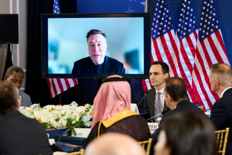 Elon Musk lors de son intervention à une réunion du G20, à Chapel Hill, en Caroline du Nord, le 1er septembre 2026 ( AFP / Matt RAMEY )
