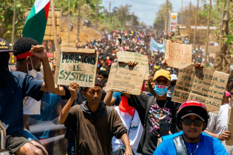 Manifestation contre le gouvernement à Antsiranana, le 4 octobre 2025 à Madagascar ( AFP / FITA )