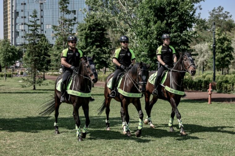 Pour la première fois, des policiers à cheval seront en patrouille dans la capitale. ( AFP / Adem ALTAN )