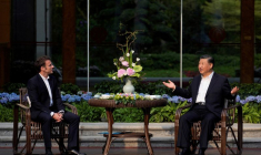 Photo du président français, Emmanuel Macron avec son homologue chinois, Xi Jinping