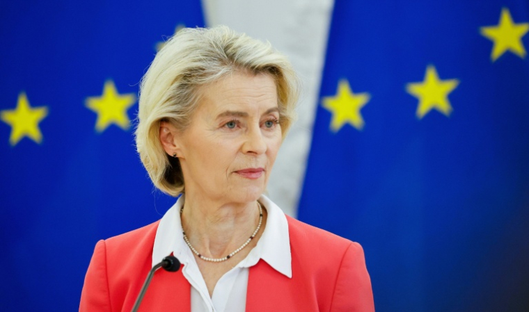 La présidente de la Commission européenne Ursula von der Leyen à Vilnius en Lituanie le 26 mai 2026 ( AFP / Petras Malukas )