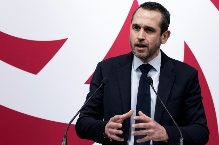 Le secrétaire général du PS Pierre Jouvet lors d'une conférence de presse à Paris, le 26 janvier 2026 ( AFP / Sébastien DUPUY )