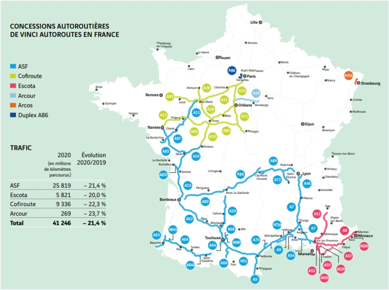 Vinci : analyse en bourse du géant de la construction et des concessions (Source : page 11 du document d’enregistrement universel Vinci 2020)