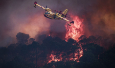 Un Canadair en intervention sur un incendie à Cotignac (Var), en juillet 2026 (illustration) ( AFP / THIBAUD MORITZ )