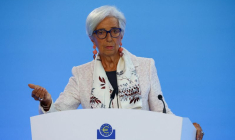 Christine Lagarde, présidente de la BCE, lors d'une conférence de presse à Francfort
