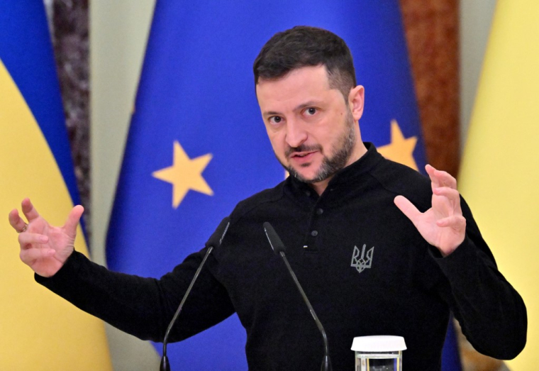 Volodymyr Zelensky à Kiev, en Ukraine, le 1er décembre 2024. ( AFP / SERGEI SUPINSKY )