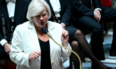 Catherine Vautrin, le 28 mai 2024, à Paris ( AFP / MIGUEL MEDINA )