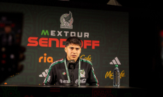3EJGGD7 Pasadena, California, USA. 28th May, 2026. Obed Vargas of Mexico speaks during the Media Day before the match between Mexico and Australia at Rose Bowl Stadium. on May 28, 2026 in Pasadena, California. (Credit Image: © Arturo Cordero/eyepix via ZUMA Press Wire) EDITORIAL USAGE ONLY! Not for Commercial USAGE!