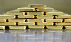 Barres d'or et pièces de monnaie dans le coffre-fort de la maison de l'or Pro Aurum à Munich