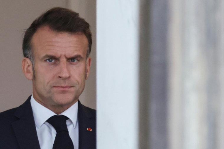 Le président français Emmanuel Macron à l'Elysée à Paris, le 14 juillet 2025 ( AFP / Ludovic MARIN )
